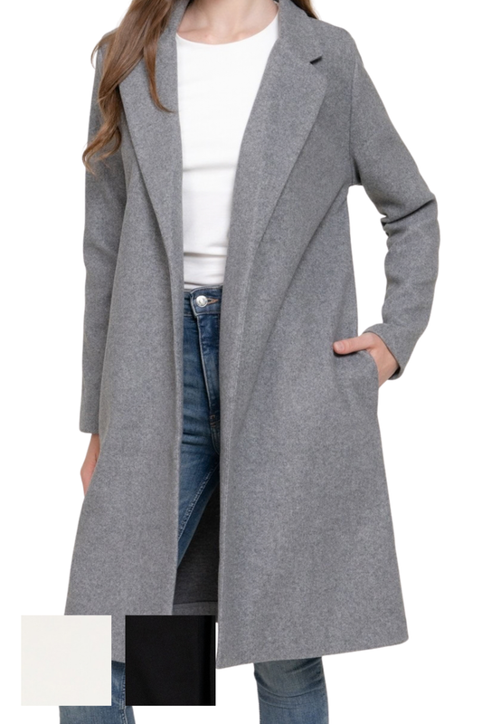 Notched Collar Open Longline Coat