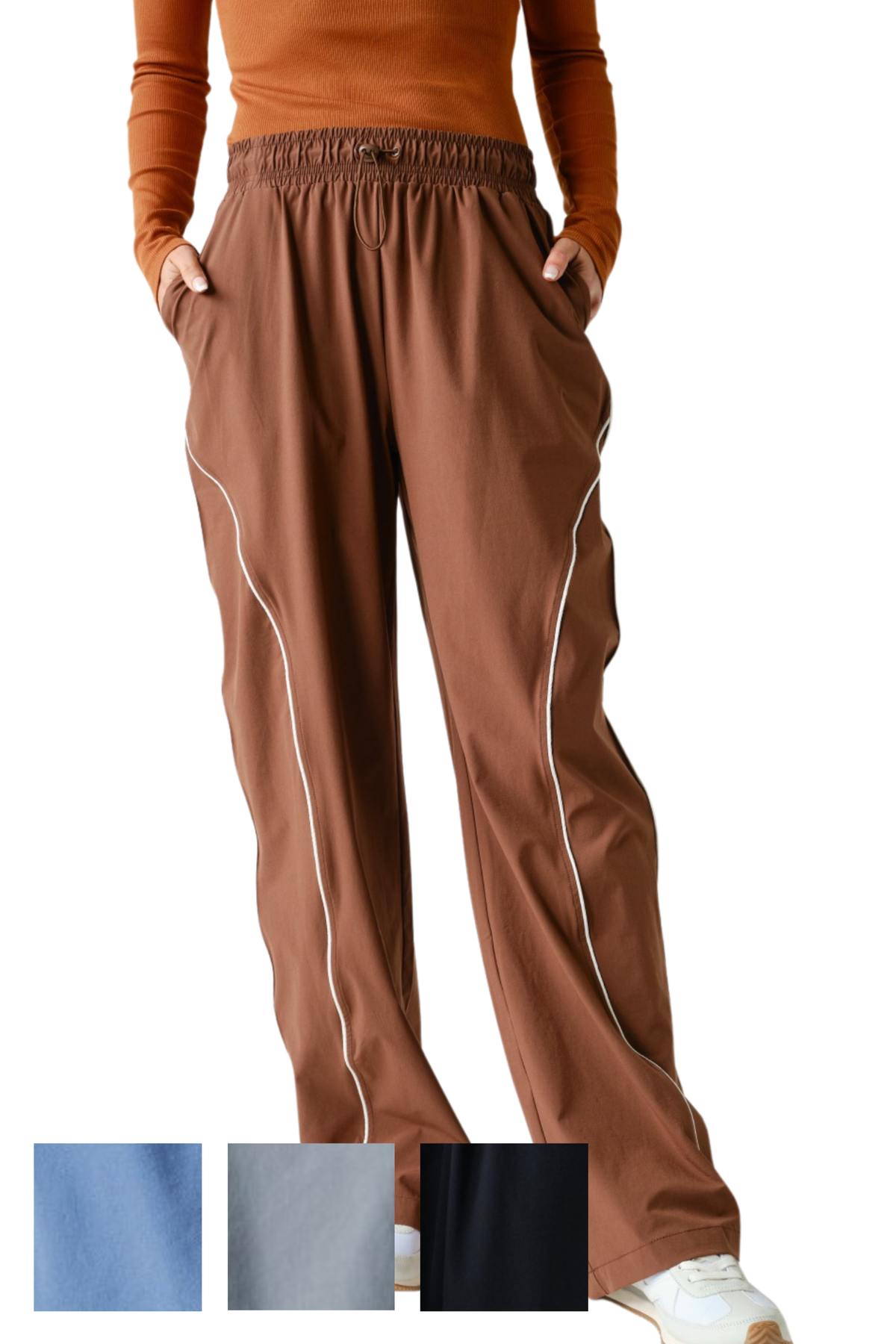 Lightweight Swish Pants with Contrast Piping