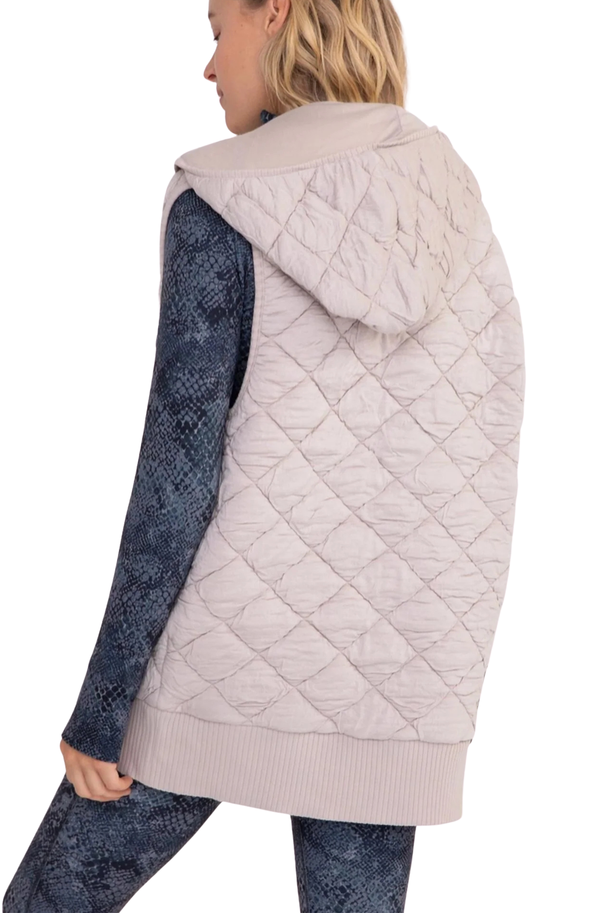 Longline Quilted Vest with Hood