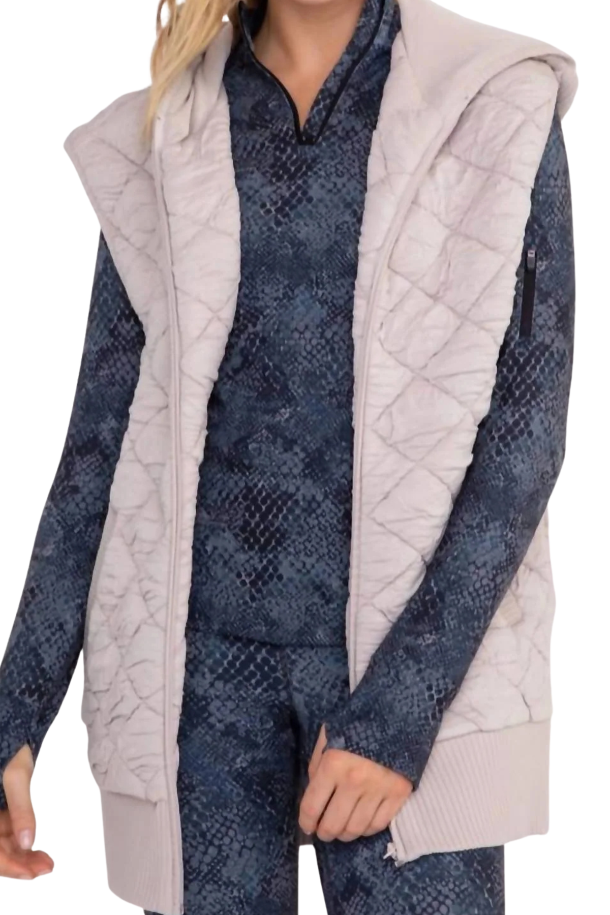 Longline Quilted Vest with Hood