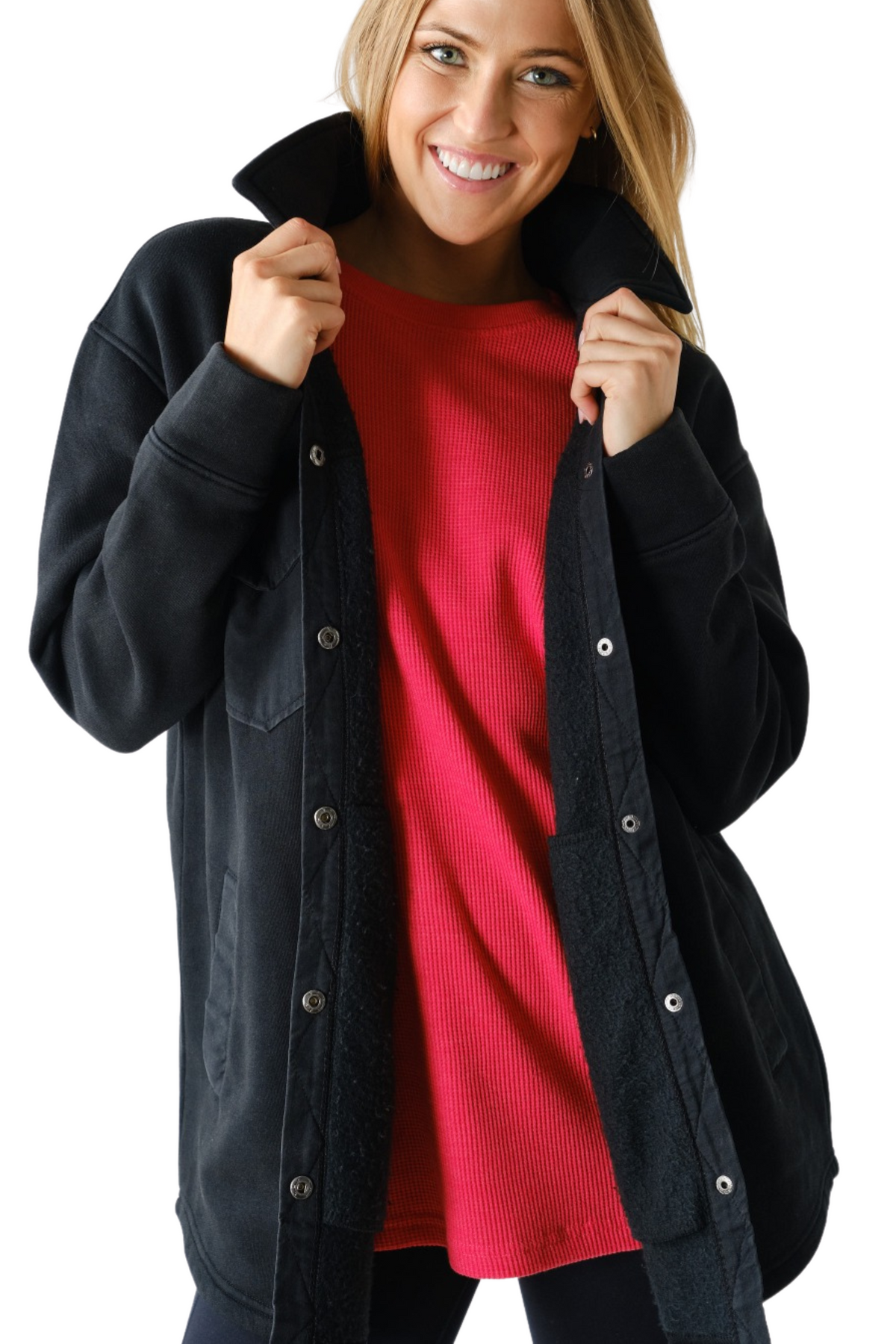Mineral Washed Snap-On Shacket