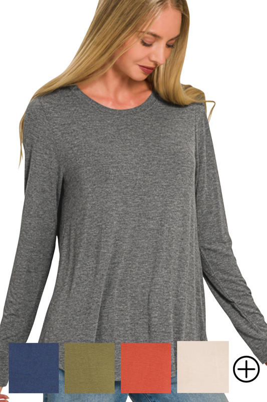 Flowy Round Neck Long Sleeve Tee