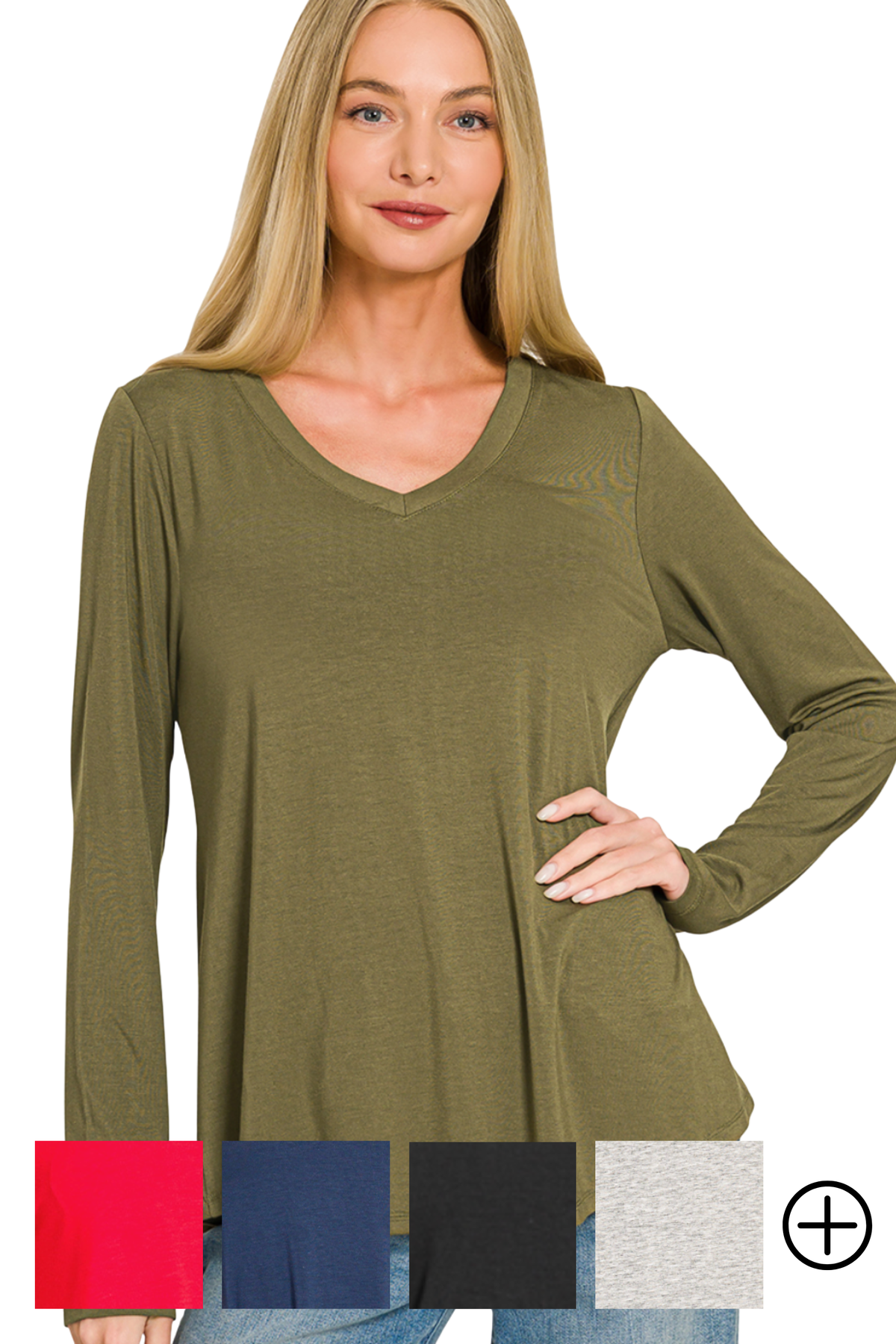 Flowy V-Neck Long Sleeve Tee