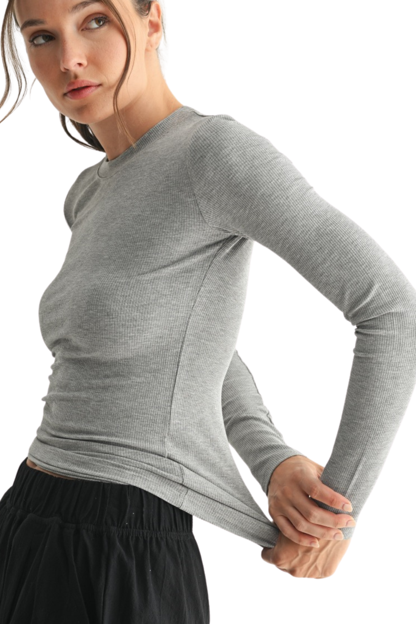 Essential Micro Ribbed Long Sleeve Top