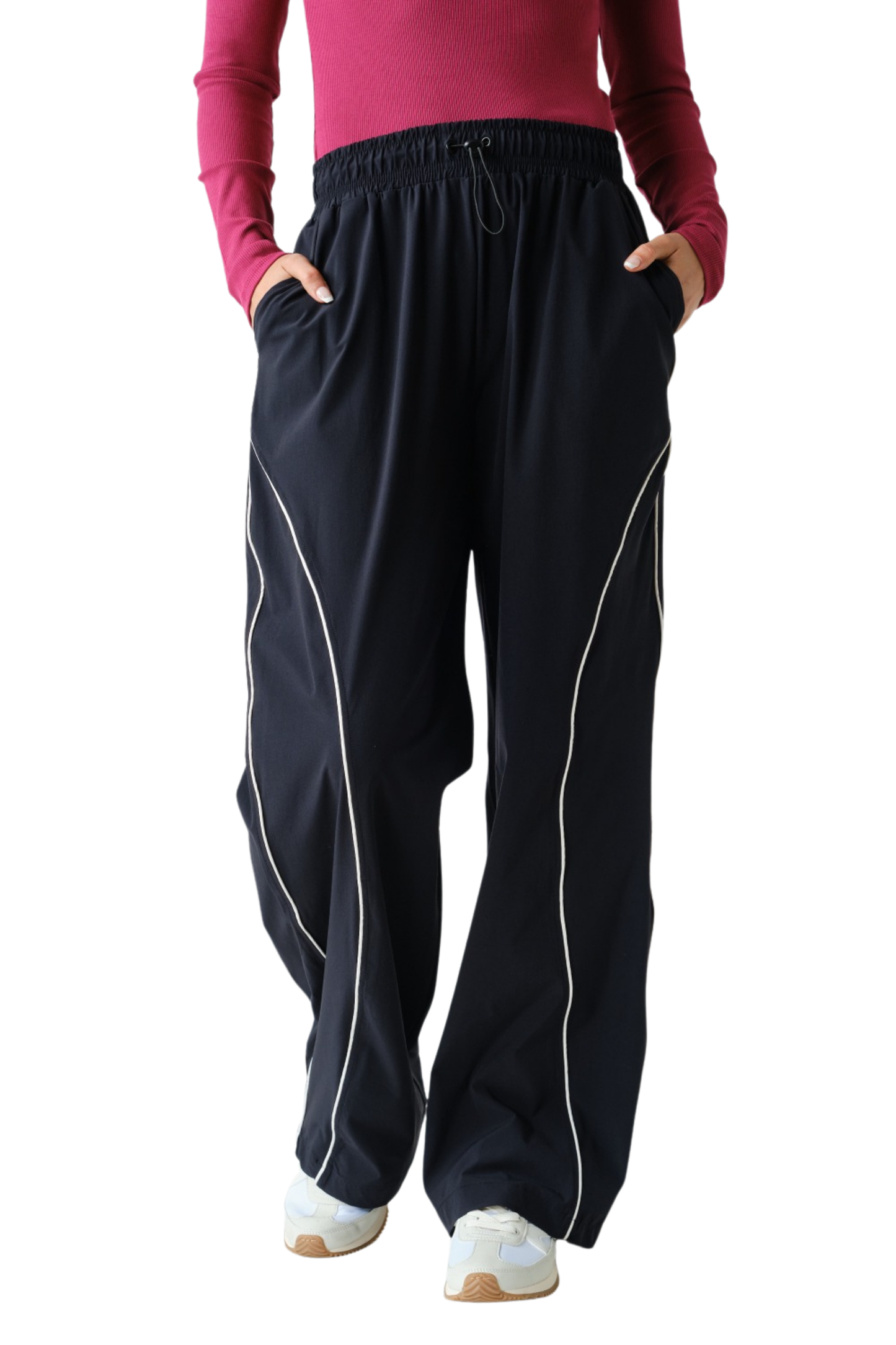 Lightweight Swish Pants with Contrast Piping