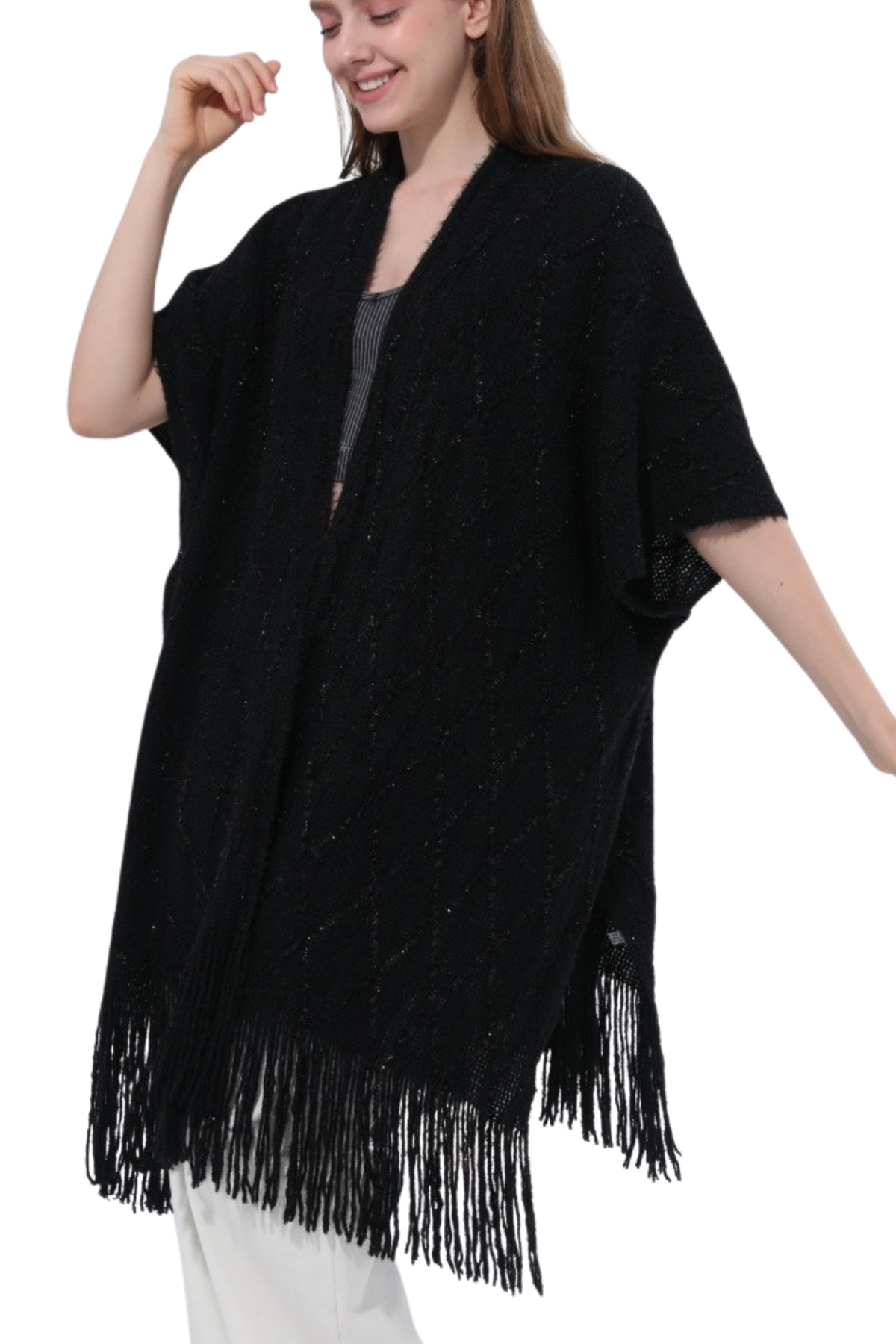 Diamond Tinsel Stitched Cozy Kimono