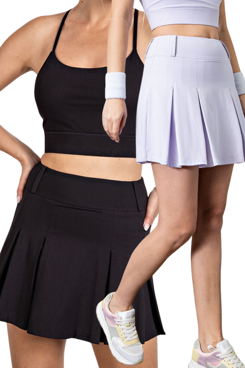 (Medium & Large) Butter Pleated Tennis Skort