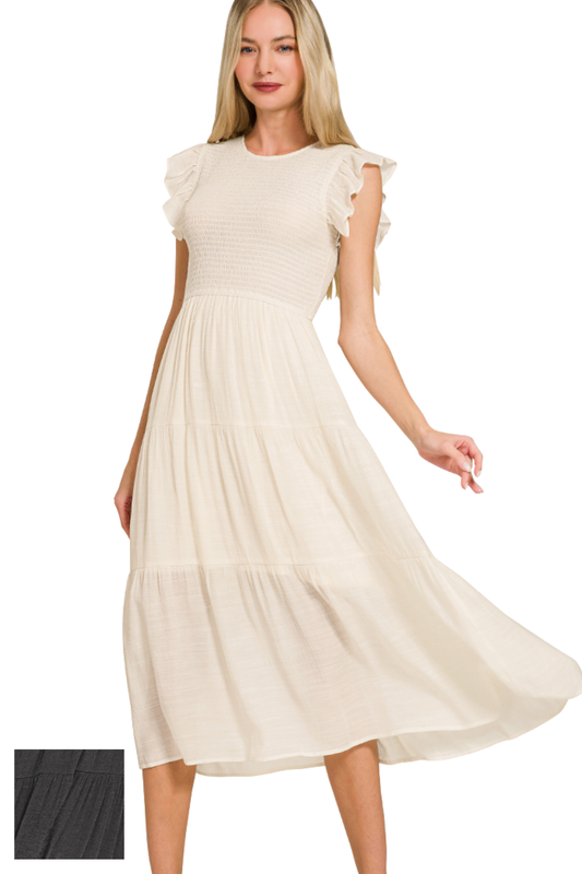 Smocked & Flouncy Midi Dress