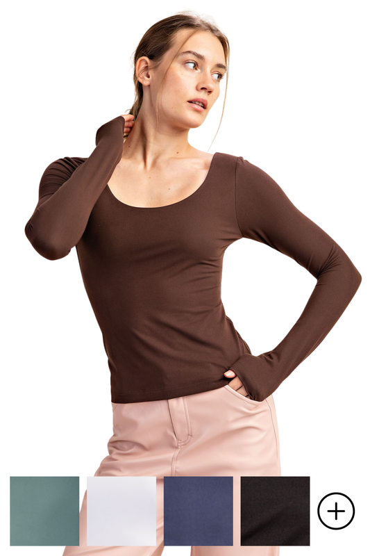 Butter Round Neck Long Sleeve Top