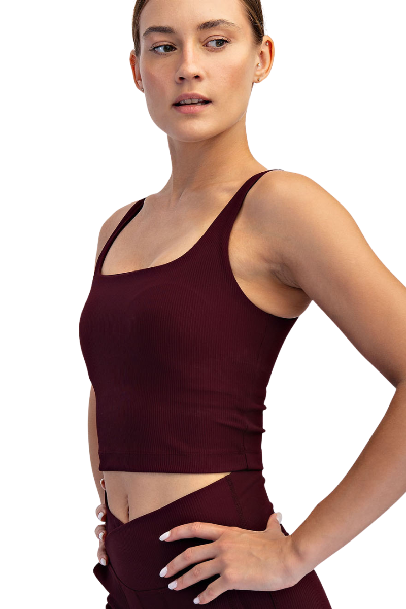 Nylon Rib Square Neck Crop