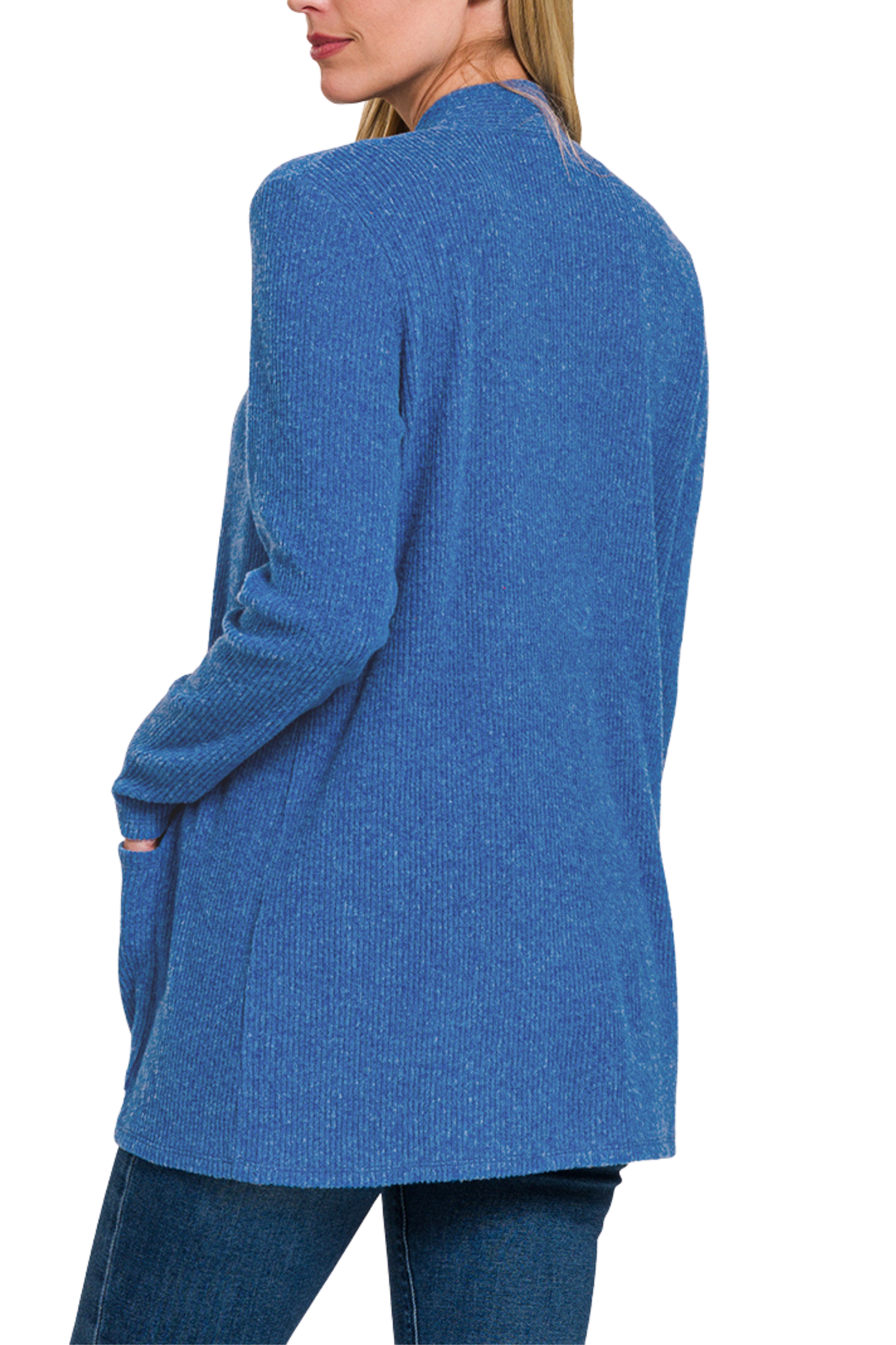 Super Soft Heather Ribbed Open Cardigan
