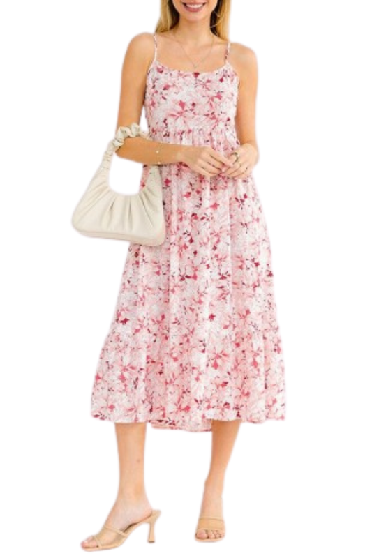 Smock & Tiered Floral Camisole Maxi Dress