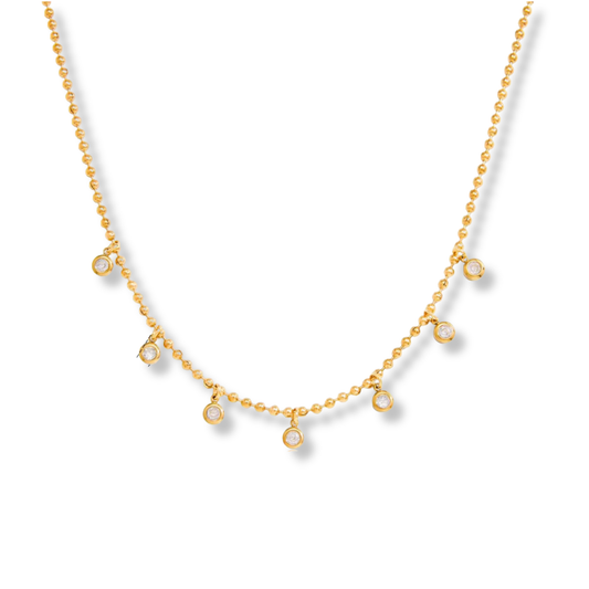 Sestra by Intro Stainless Steel Ball Chain with Station Circle CZs