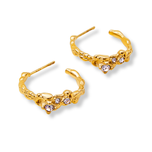 Sestra by Intro Stainless Steel CZ Cluster Hoops