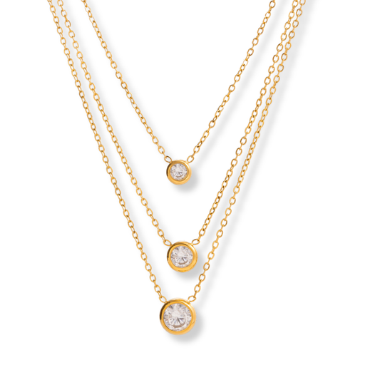 Sestra by Intro Stainless Steel Triple Chain Pendant Necklace