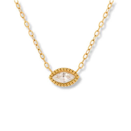 Sestra by Intro Stainless Steel Dainty Evil Eye CZ Pendant Necklace