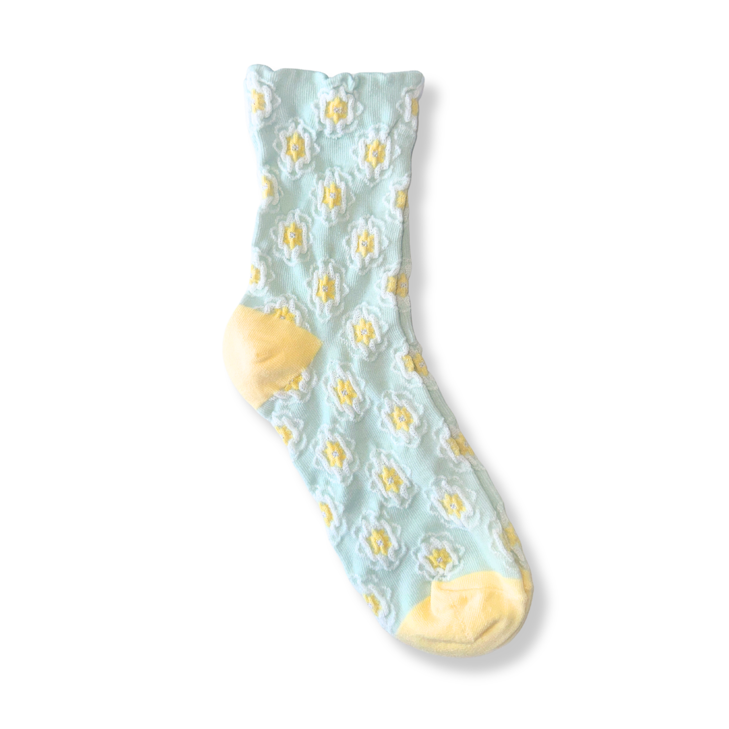 Textured Floral Crew Socks
