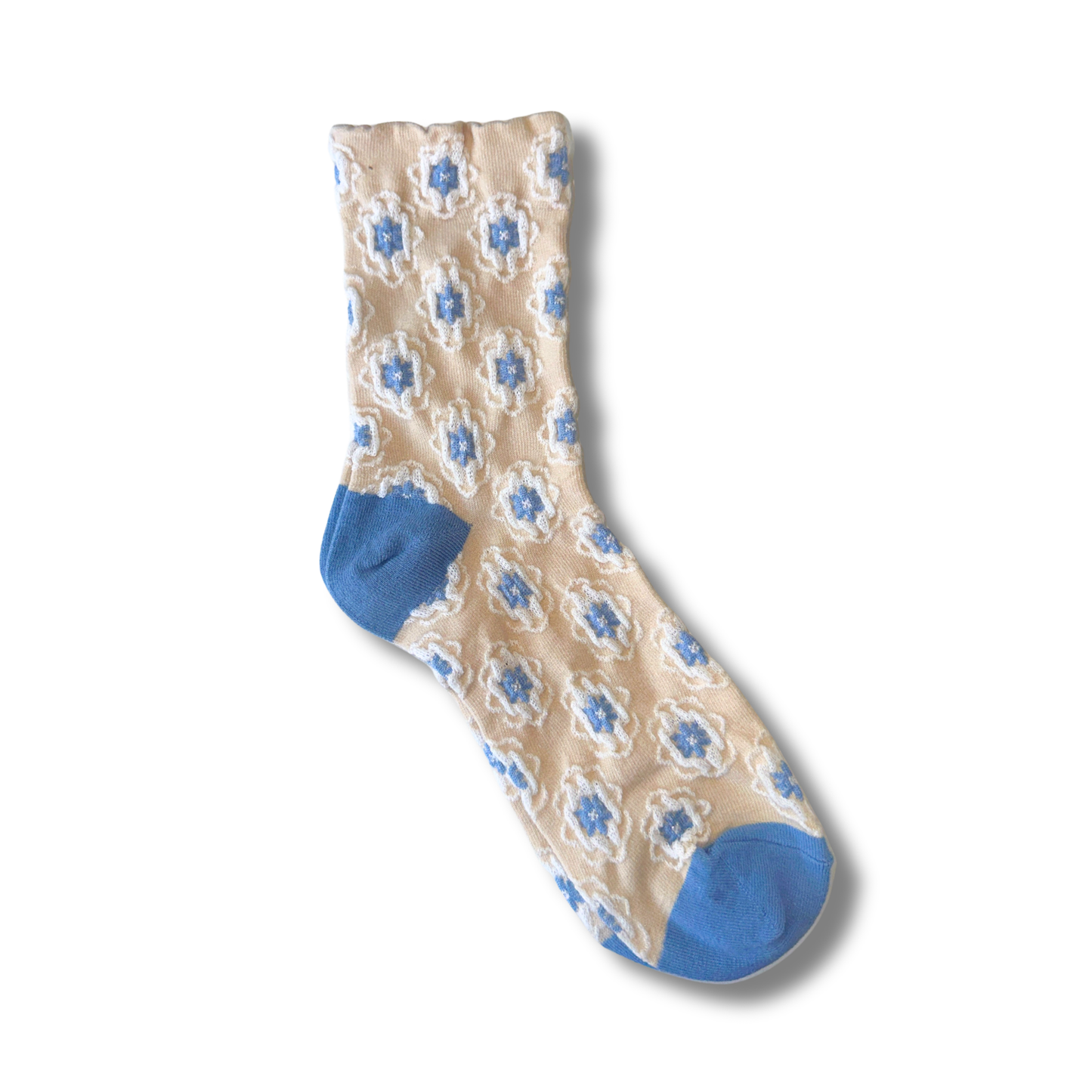 Textured Floral Crew Socks