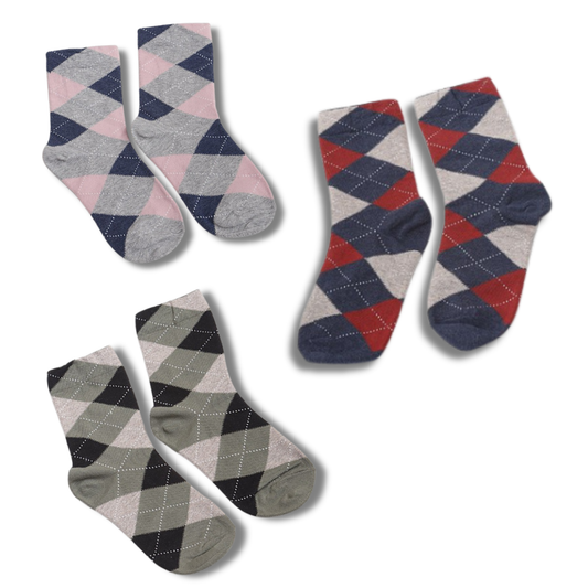 Unisex Diamond Argyle Crew Socks
