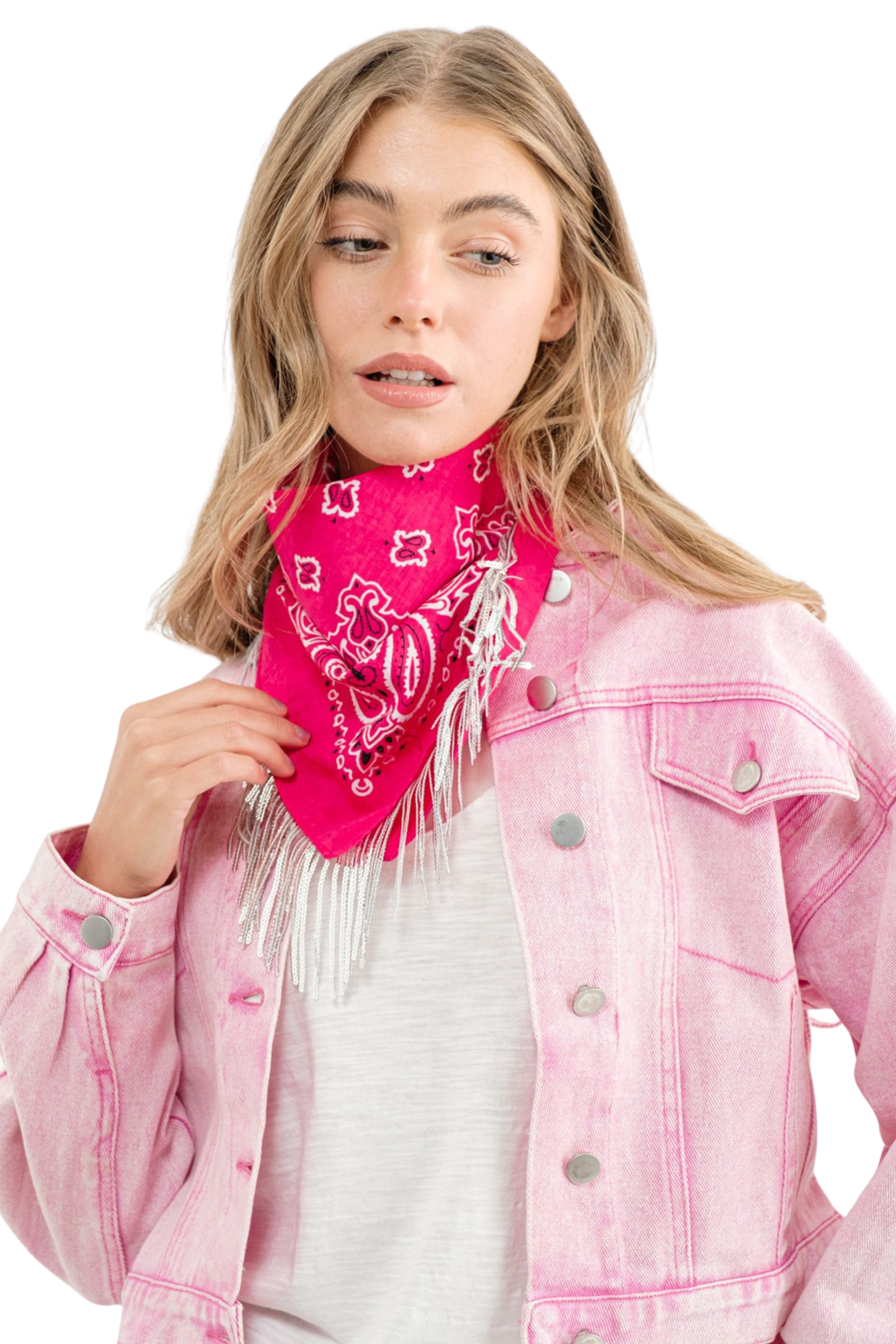 Bandana Scarf with Sequin Fringe