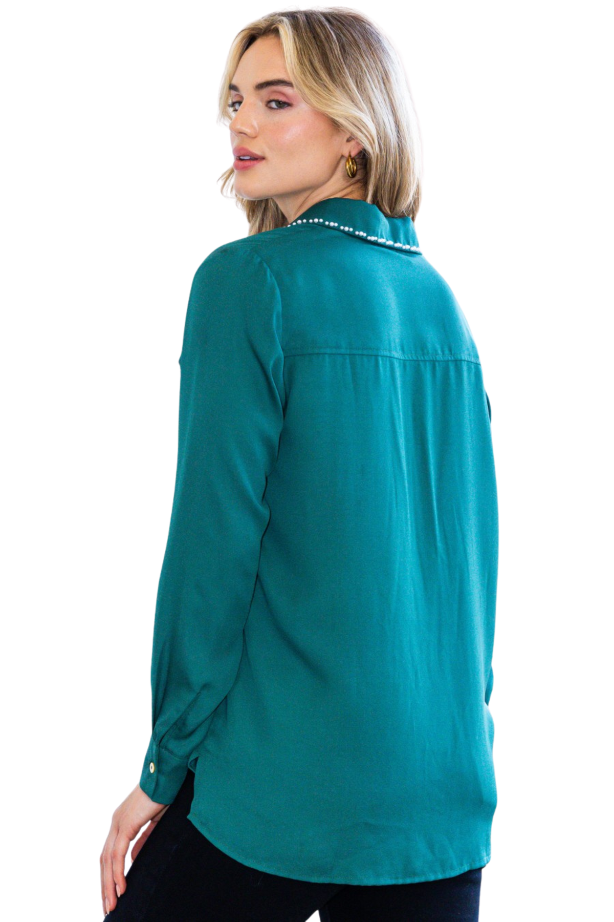 Button Up Blouse with Pearl Detailing