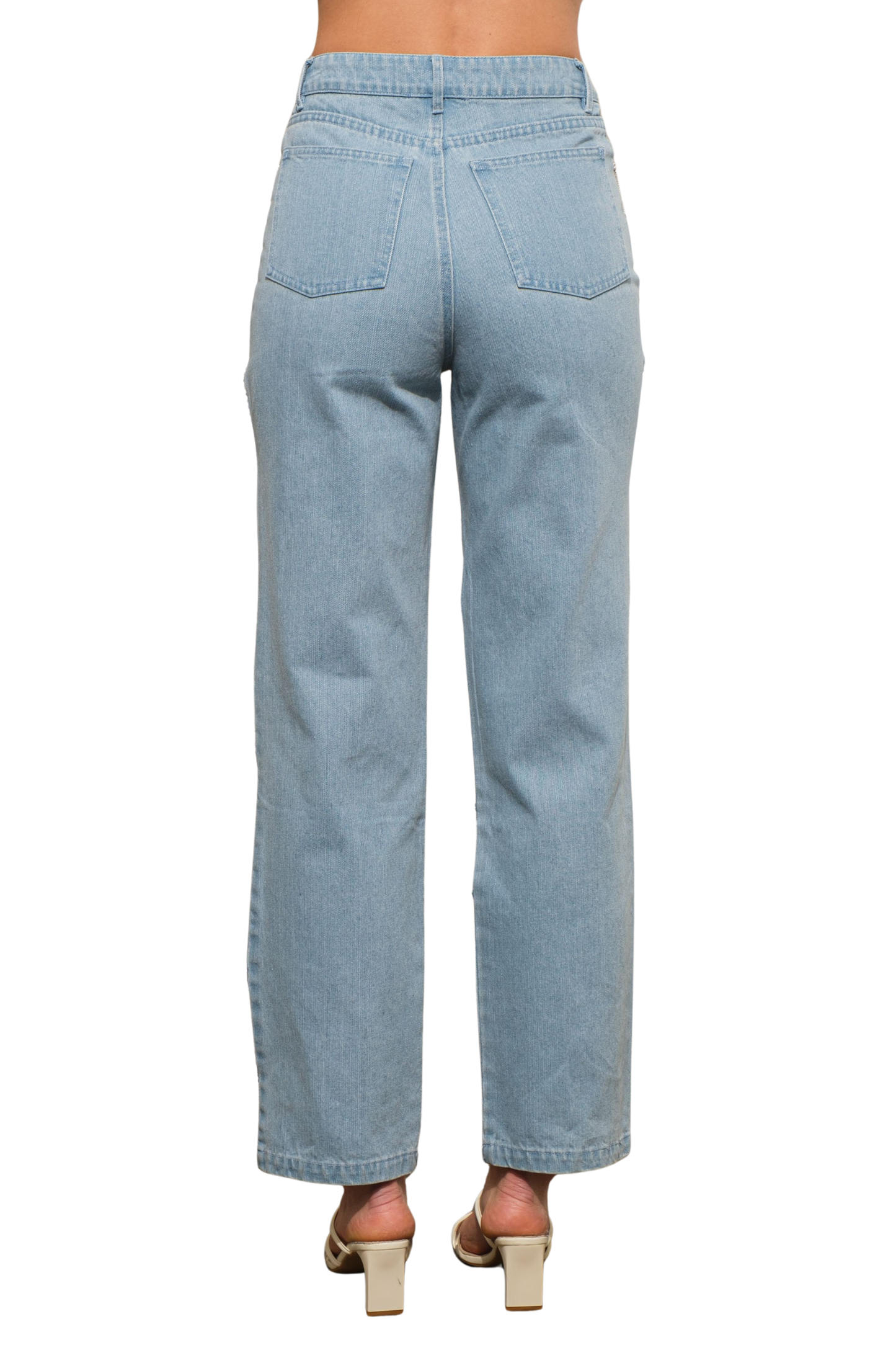 Heart Cut Outs & Studded Denim Jeans