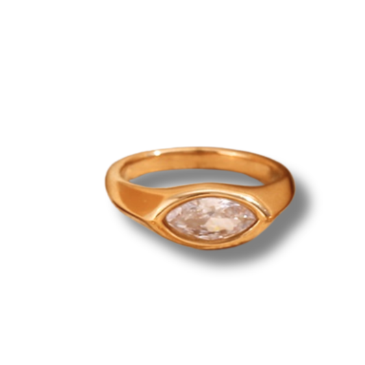 Sestra by Intro Stainless Steel Oval CZ Ring