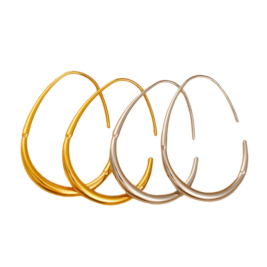 Sestra by Intro Stainless Steel Open Drop Lightweight Hoop Earrings