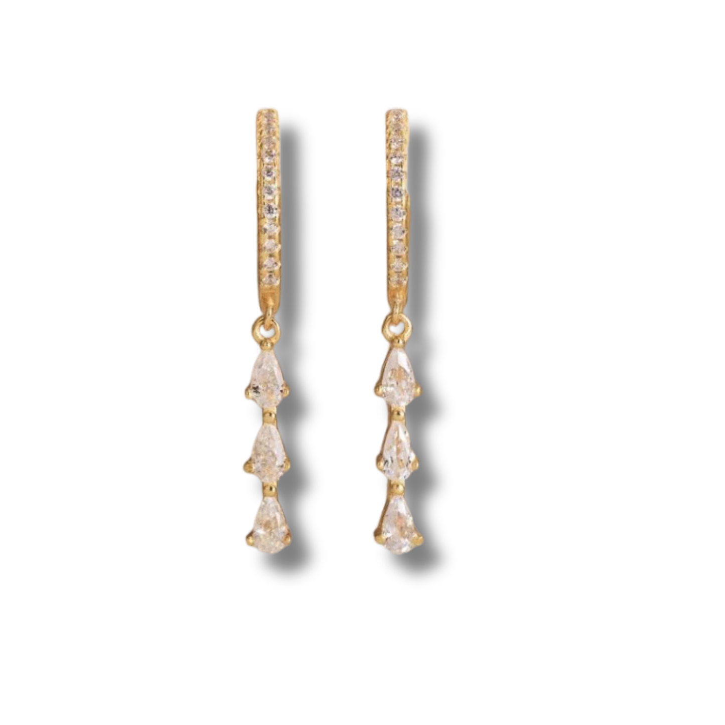 Tear Drop CZ Huggie Hoops