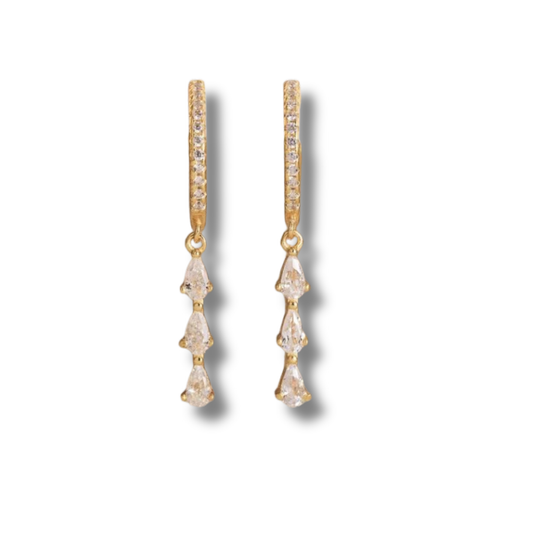 Tear Drop CZ Huggie Hoops