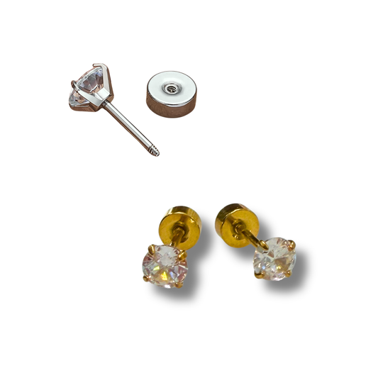 Sestra by Intro Stainless Steel & CZ Twist Flat Back Studs