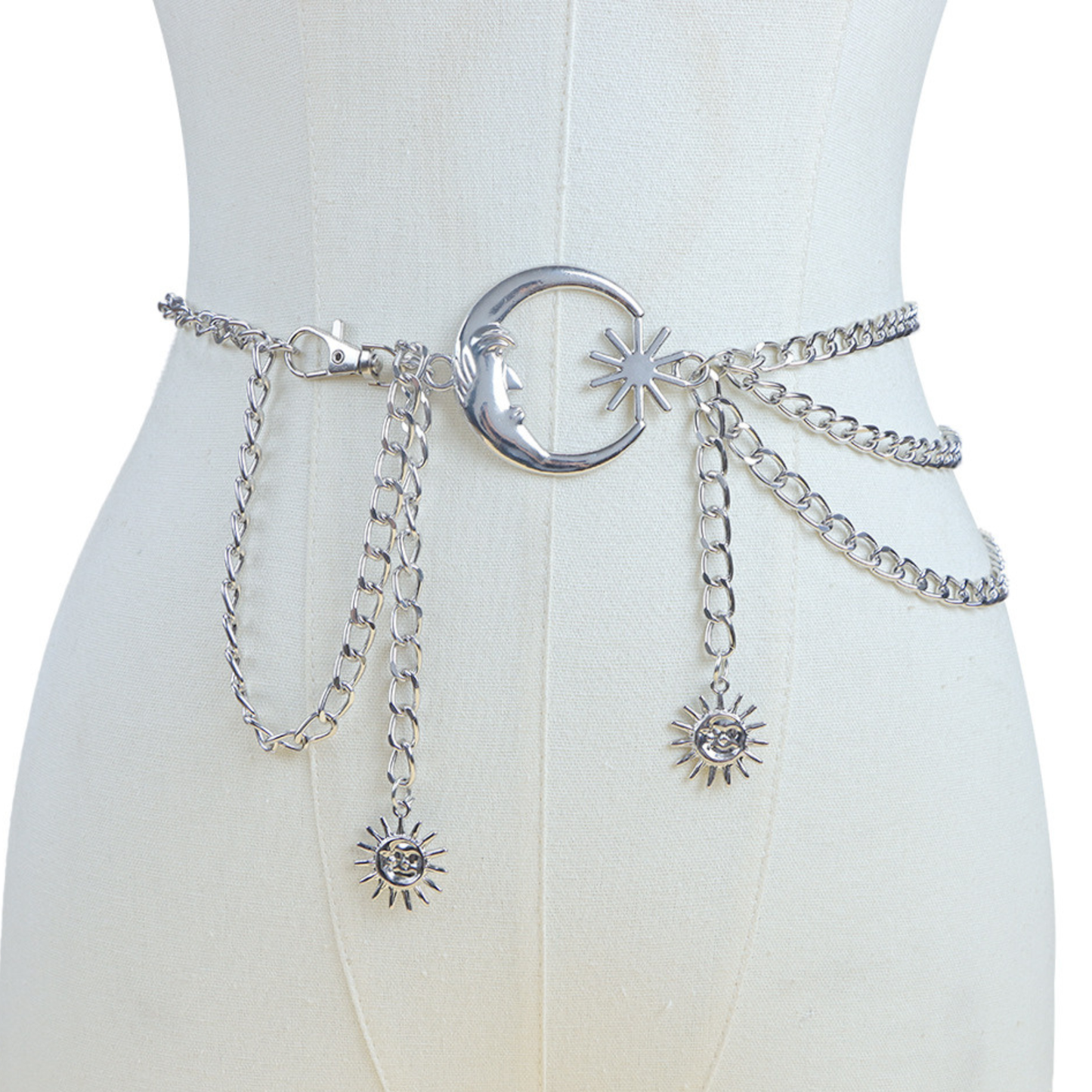 Multi Layered Moon Metal Chain Belt