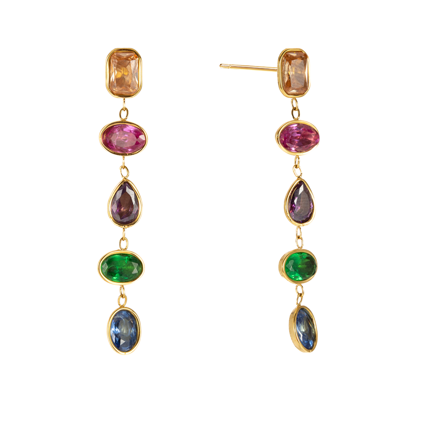 Sestra by Intro Stainless Steel Multi Shape CZ Drop Earrings