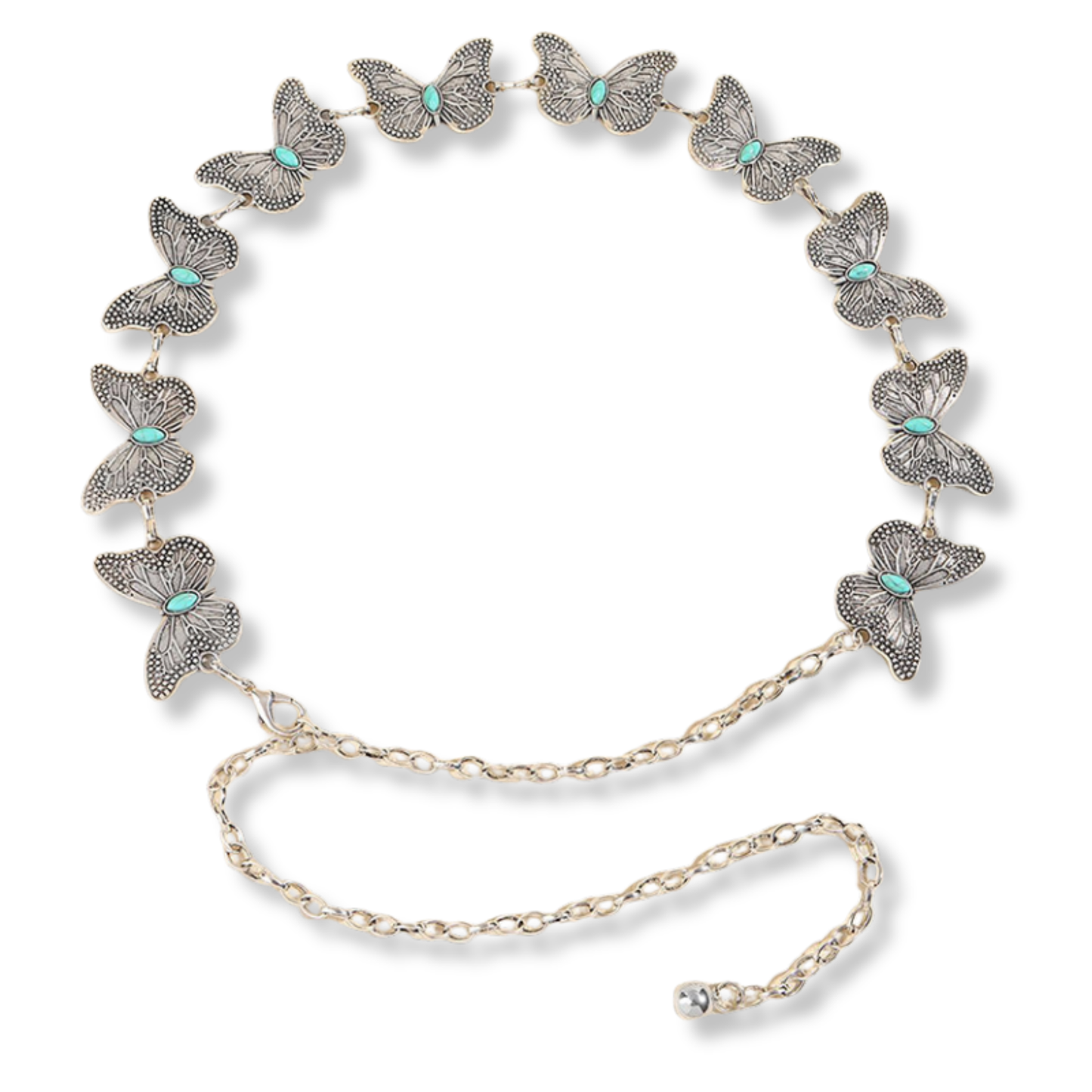 Turquoise Stone Butterfly Chain Belt