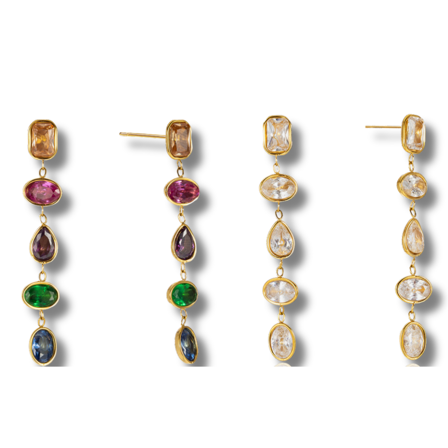 Sestra by Intro Stainless Steel Multi Shape CZ Drop Earrings