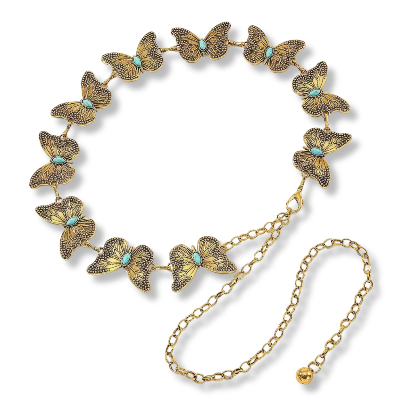 Turquoise Stone Butterfly Chain Belt
