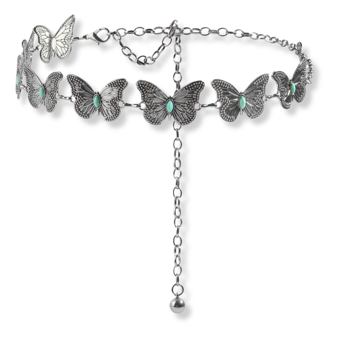 Turquoise Stone Butterfly Chain Belt