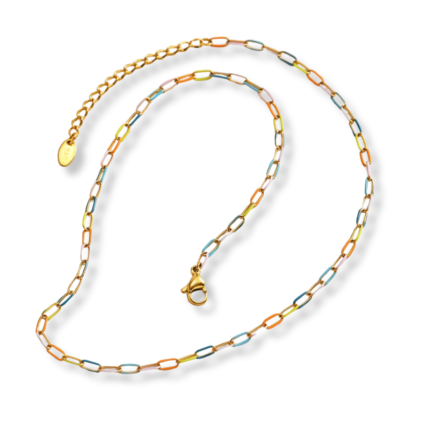 Sestra by Intro Stainless Steel Dainty Pastel Paperclip Chain Necklace