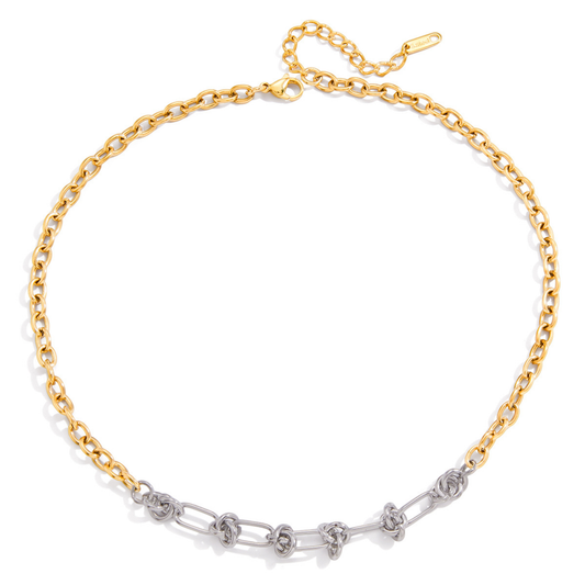 Sestra by Intro Stainless Steel Mixed Chain Necklace with Knotted Chain Detail