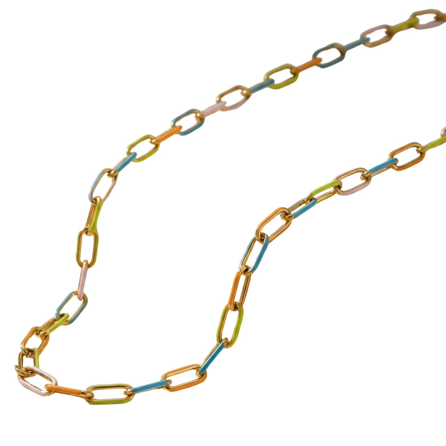 Sestra by Intro Stainless Steel Dainty Pastel Paperclip Chain Necklace