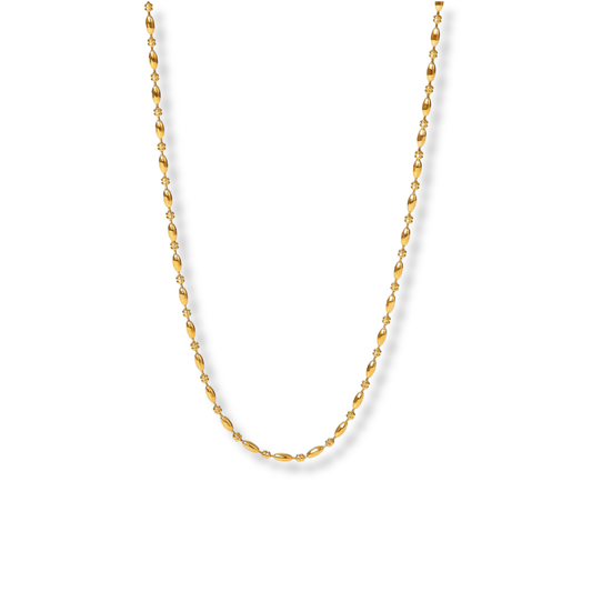 Stainless Steel Oval Beaded Chain Necklace