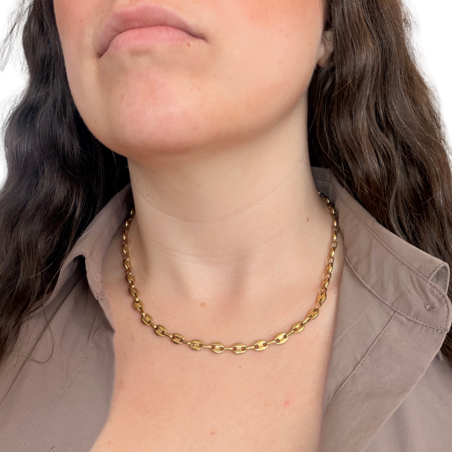 Sestra by Intro Stainless Steel Dainty Puff Mariner Chain Necklace