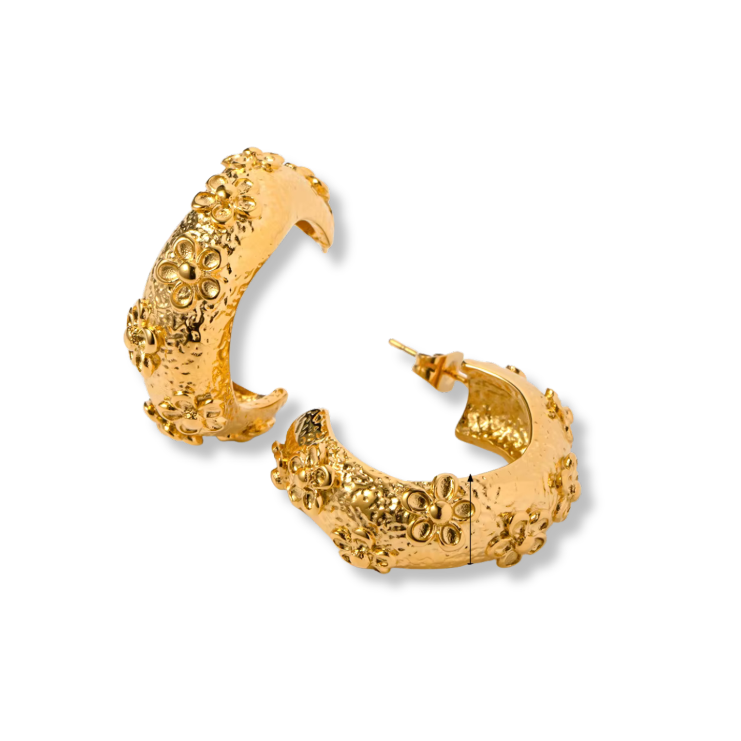 Chunky Floral Hammered Half Hoops