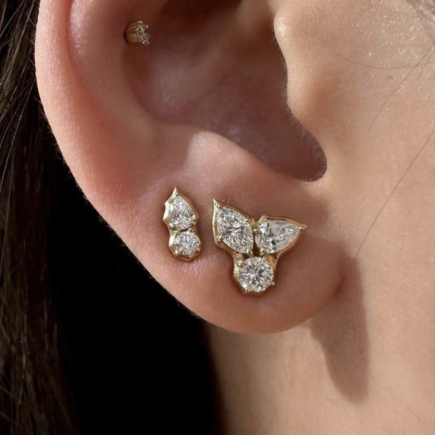 Stainless Steel CZ Cluster Studs