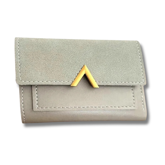 Vegan Tri-Fold Wallet with Gold Accent