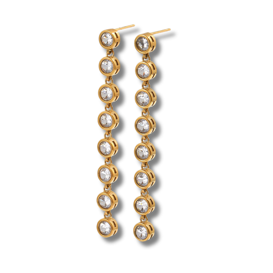 Sestra by Intro Stainless Steel CZ Drop Stud Earrings