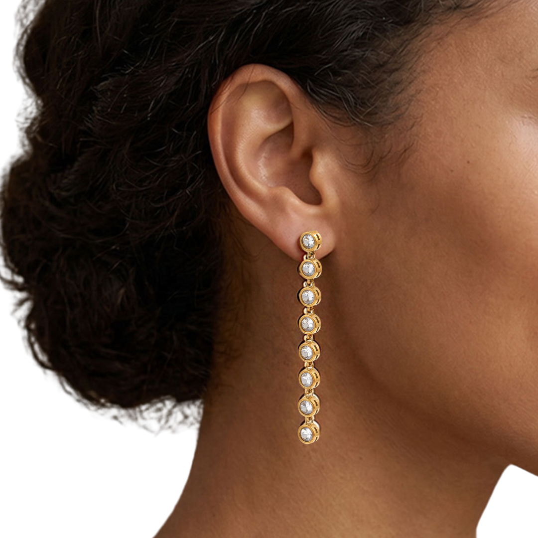 Sestra by Intro Stainless Steel CZ Drop Stud Earrings