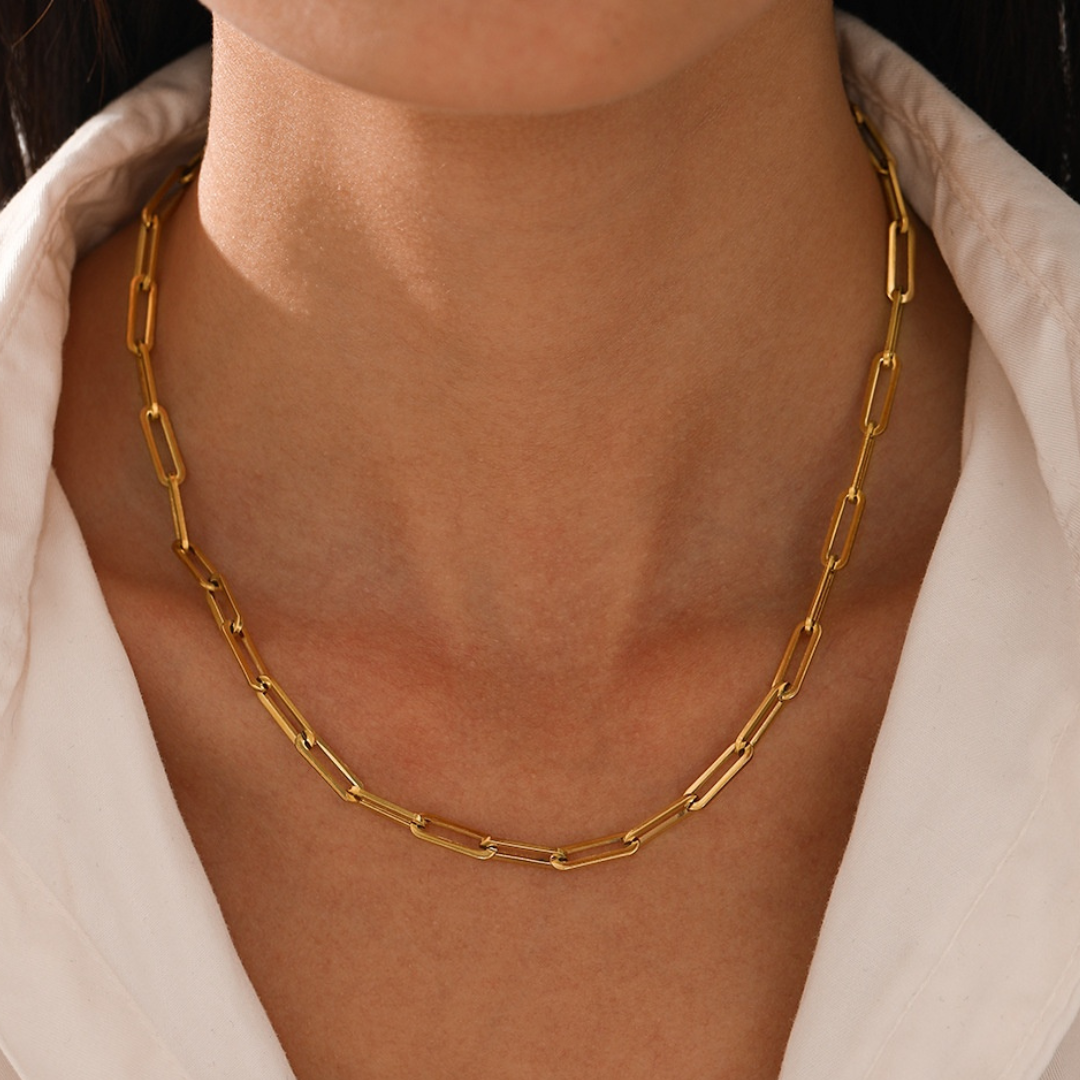 Sestra by Intro Stainless Steel Paper Clip Chain Necklace & Bracelet Set