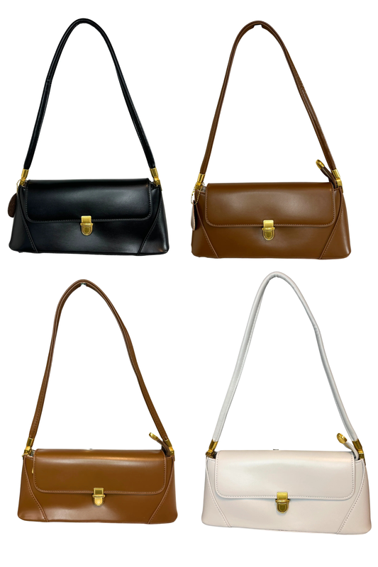 Vintage Style Envelope Shoulder Bag with Front Latch Closure