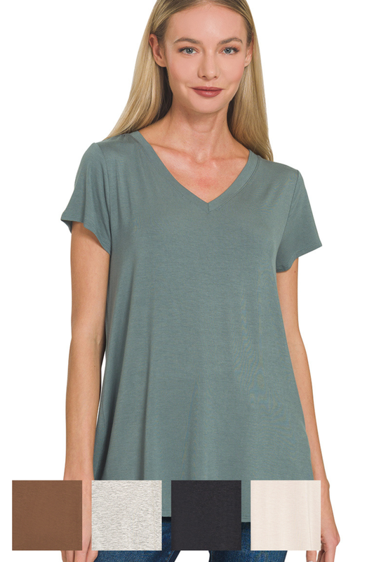 Flowy V Neck Short Sleeve Tee